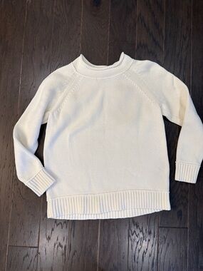 L.L. Bean Signature Cream Raglan Crewneck Cotton Sweater